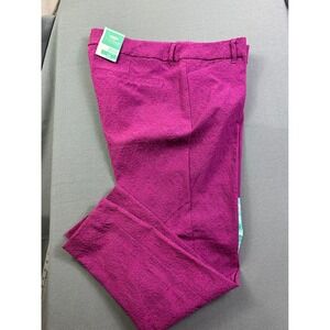 Old Navy Pixie Ankle Pants Magenta Pink Damask Jacquard Tapered Trousers Size 14